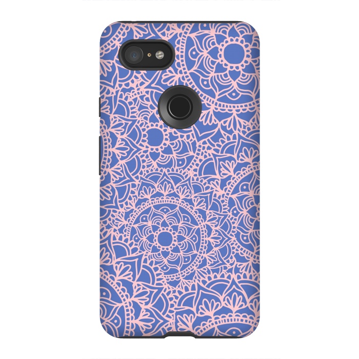 Pixel 3XL StrongFit Pink and Mauve Mandala Pattern by Julie Erin Designs