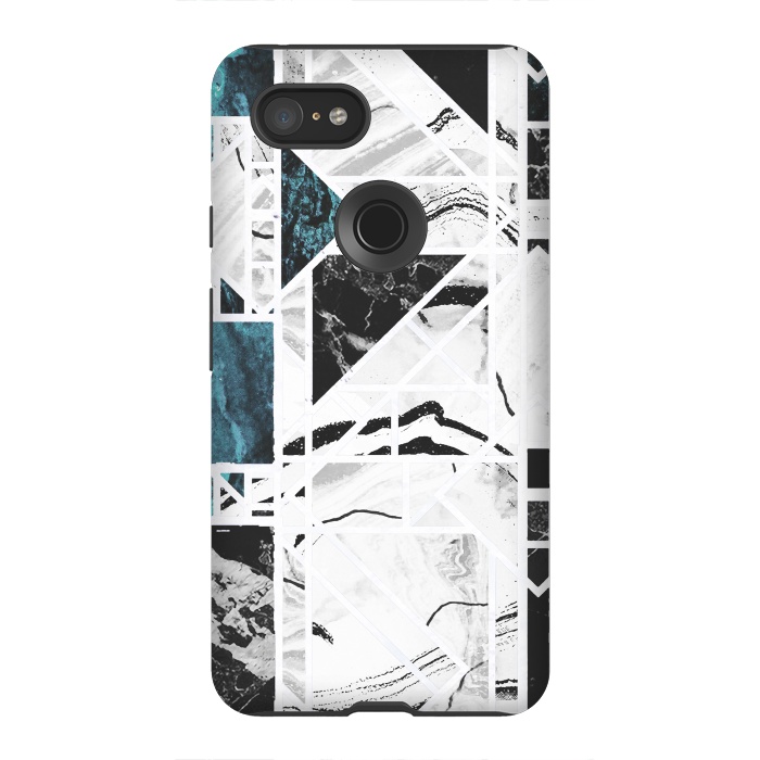 Pixel 3XL StrongFit Ink brushed marble tiles by Oana 