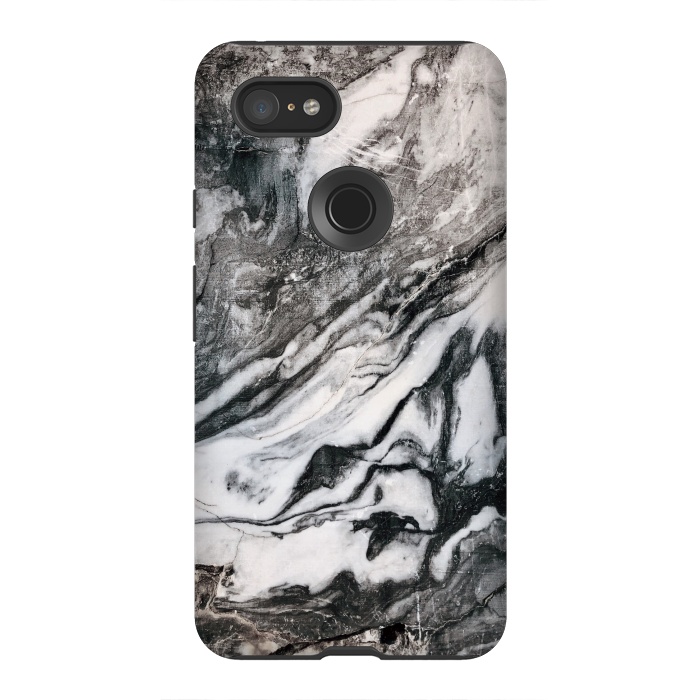 Pixel 3XL StrongFit White and black Marble by Winston