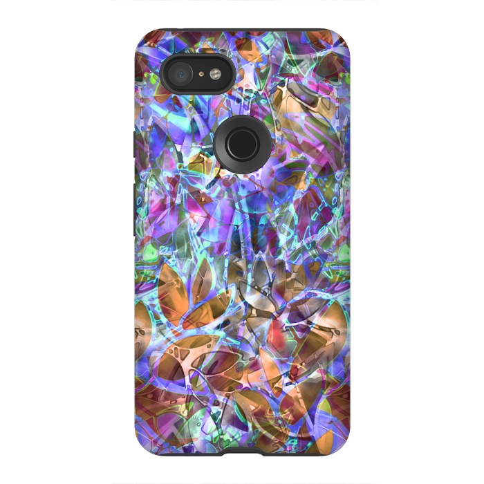 Pixel 3XL StrongFit Floral Abstract Stained Glass G268 by Medusa GraphicArt