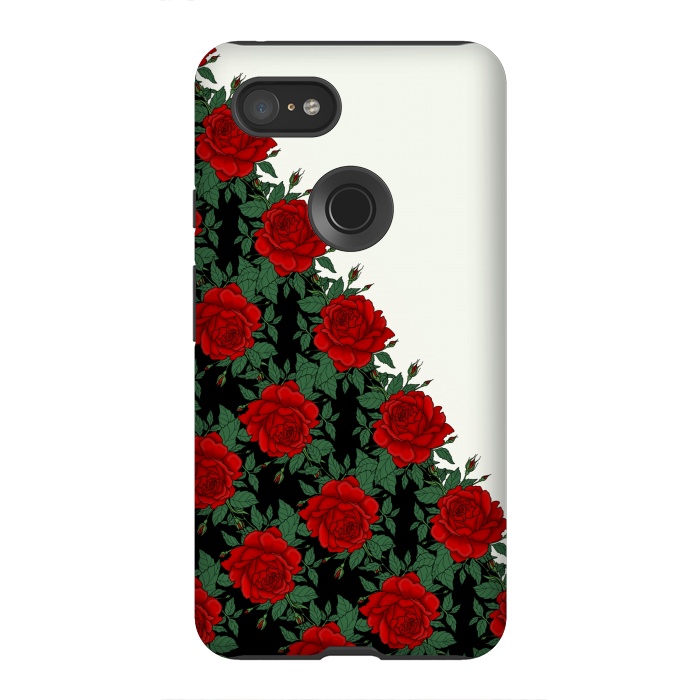 Pixel 3XL StrongFit Red roses pattern by Jms