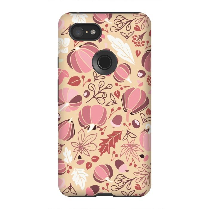 Pixel 3XL StrongFit Fall Fruits in Cream and Pink by Paula Ohreen