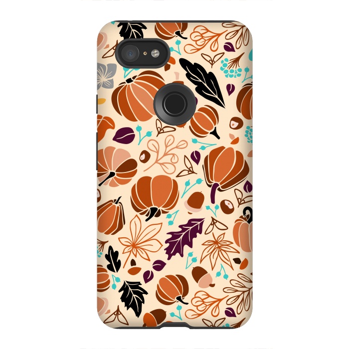 Pixel 3XL StrongFit Fall Fruits in Cream and Orange by Paula Ohreen
