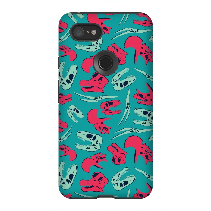 Pixel 3XL StrongFit Skull Roll - Teal by Melissa Lee