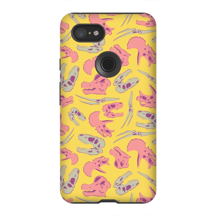Pixel 3XL StrongFit Skull Roll - Yellow by Melissa Lee