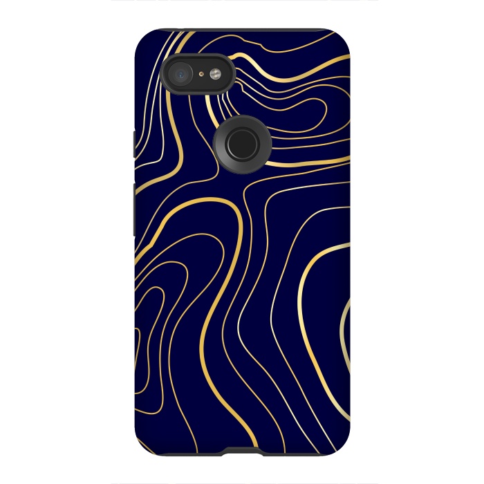 Pixel 3XL StrongFit golden abstract lines by MALLIKA