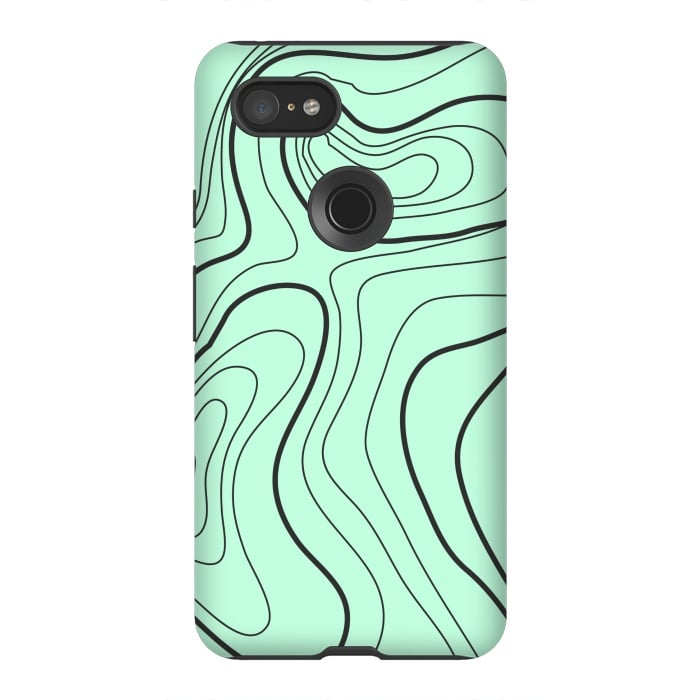 Pixel 3XL StrongFit green abstract lines 2 by MALLIKA