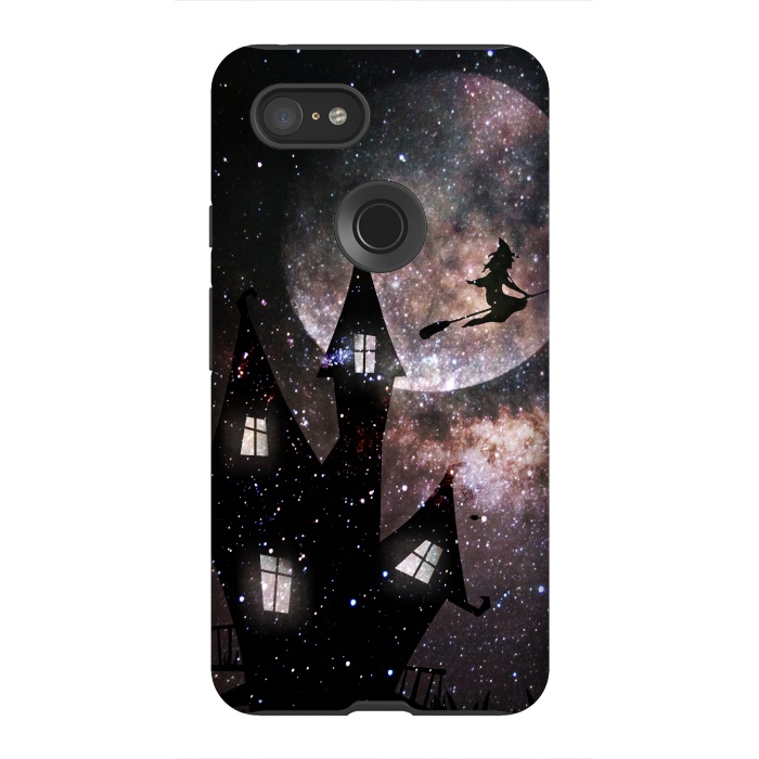 Pixel 3XL StrongFit Flying witch and dark house at night by Oana 