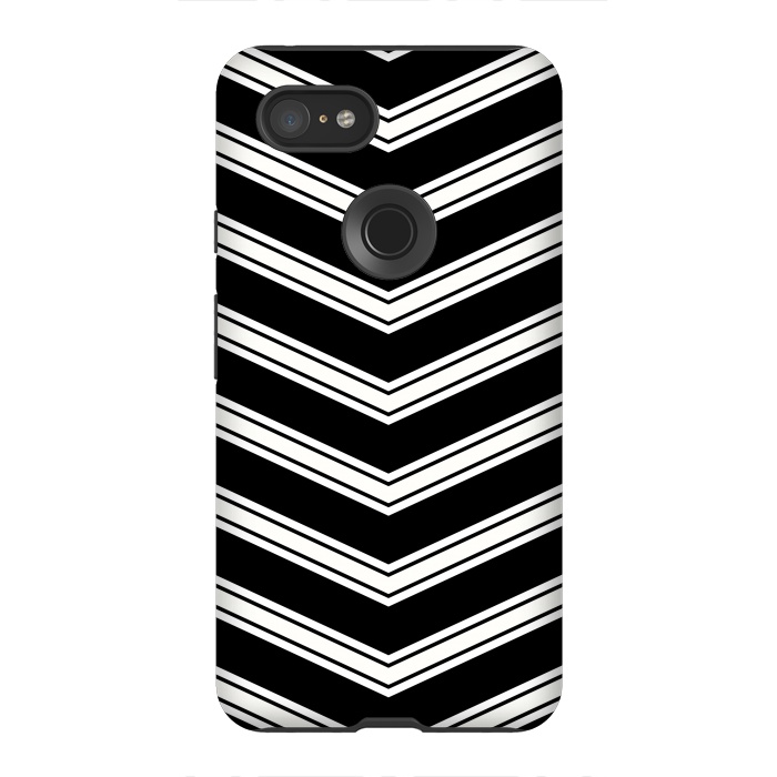 Pixel 3XL StrongFit Black And White Chevrons by TMSarts