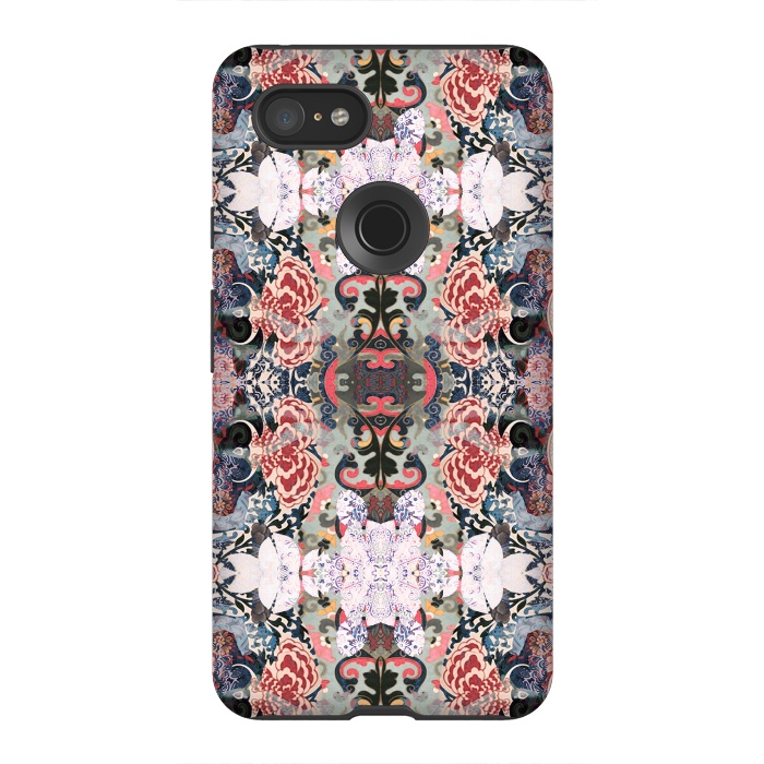 Pixel 3XL StrongFit Japanese inspired floral mandala pattern by Oana 