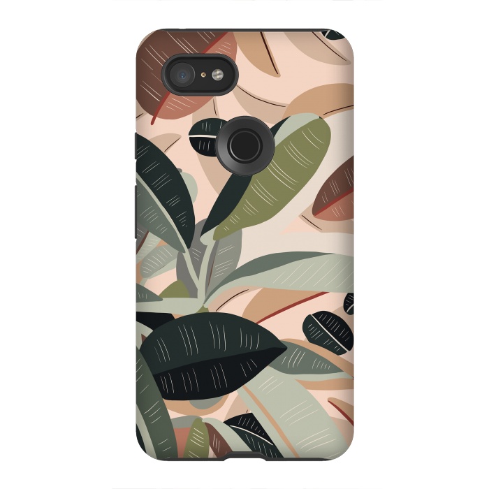 Pixel 3XL StrongFit Green leaves abstract by Mmartabc