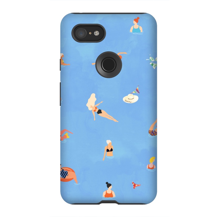 Pixel 3XL StrongFit Summer Weekend in The Ocean Watercolor Swim Painting | Travel People Chic Eclectic Boho Fun by Uma Prabhakar Gokhale