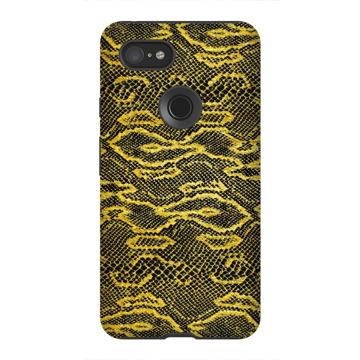 Pixel 3XL StrongFit Black and Gold Snake Skin I by Art Design Works