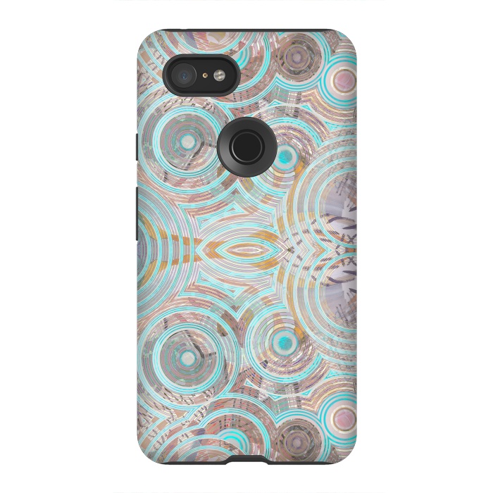 Pixel 3XL StrongFit Pastel playful African inspired circle sketch pattern by Oana 
