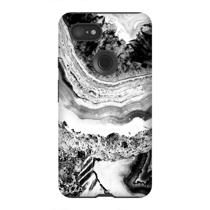 Pixel 3XL StrongFit Black and white geode marble art by Oana 