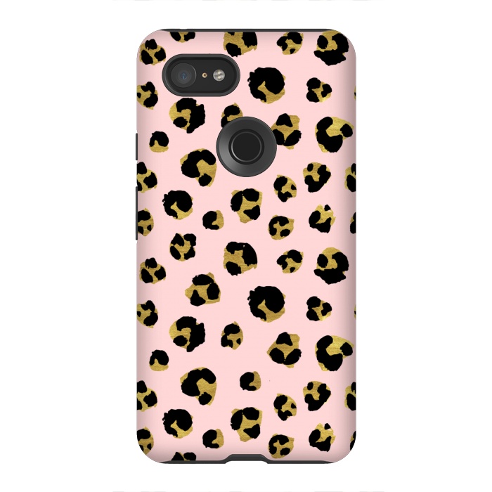 Pixel 3XL StrongFit Pink and gold leopard by Julia Badeeva