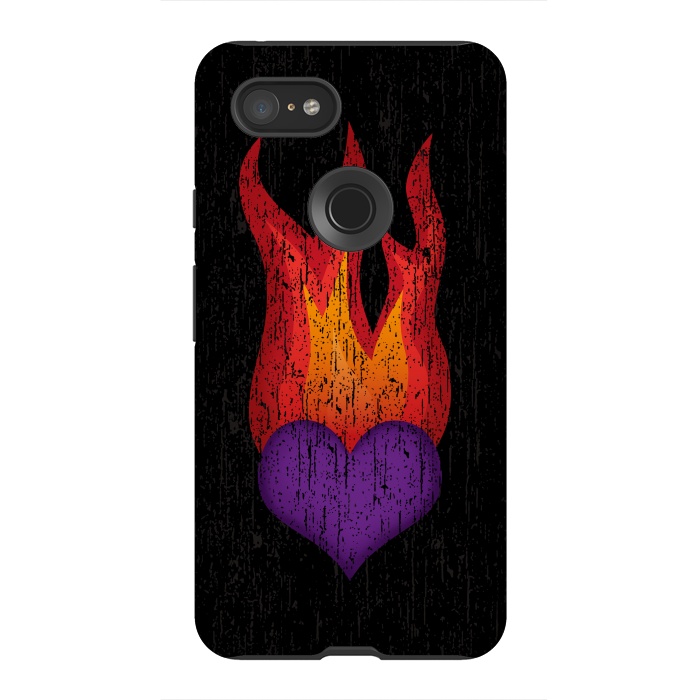 Pixel 3XL StrongFit Heart on Fire by Majoih