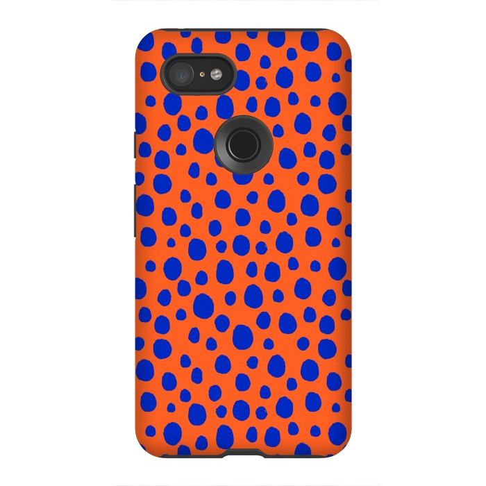 Pixel 3XL StrongFit blue orange animal print by MALLIKA