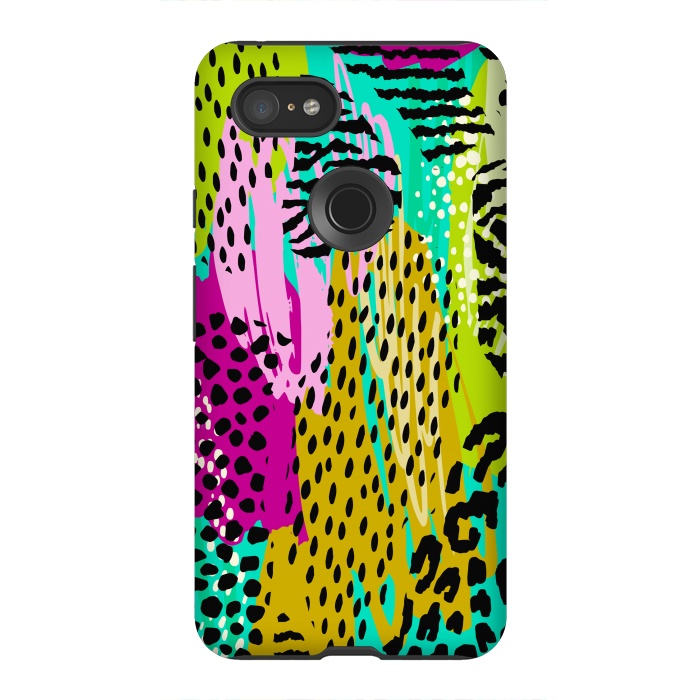 Pixel 3XL StrongFit colorful abstract animal print by haroulita