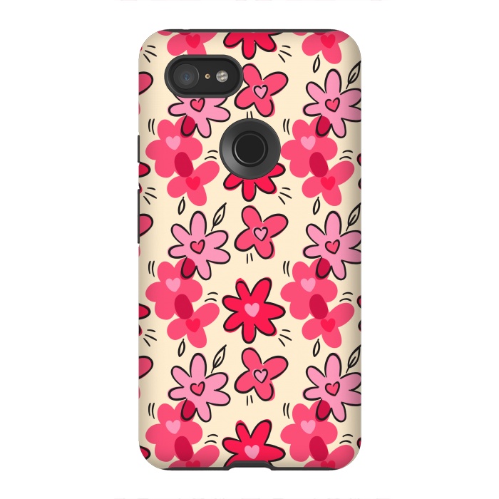 Pixel 3XL StrongFit FLORAL HEART PATTERN by MALLIKA