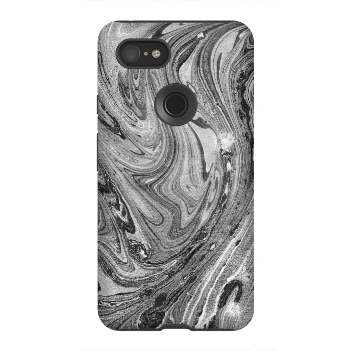 Pixel 3XL StrongFit Dark grey marble swirl by Oana 