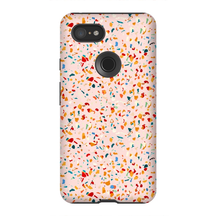 Pixel 3XL StrongFit Blush Terrazzo | Pink Eclectic Speckles | Abstract Confetti Painting | Chic Bohemian Illustration by Uma Prabhakar Gokhale