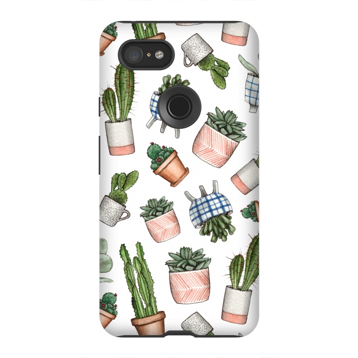 Pixel 3XL StrongFit watercolor houseplants in pots by Alena Ganzhela