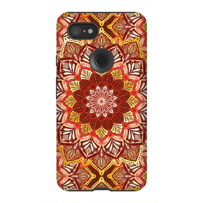Pixel 3XL StrongFit Boho Mandala in Rust Red and Faux Gold by Micklyn Le Feuvre