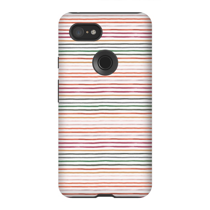 Pixel 3XL StrongFit Marker Stripes and Lines Orange Green by Ninola Design