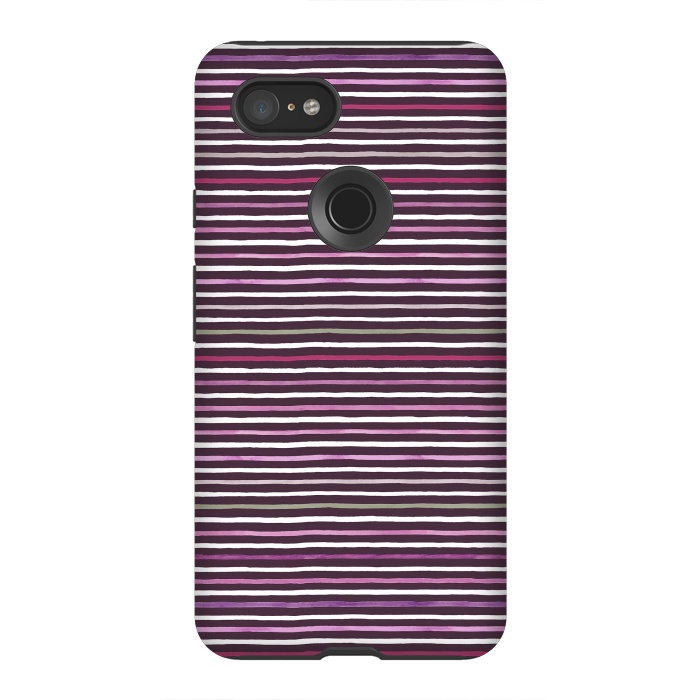 Pixel 3XL StrongFit Marker Stripes Lines Purple Dark Pink by Ninola Design