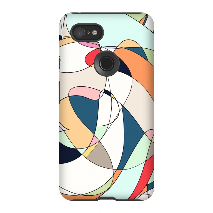 Pixel 3XL StrongFit Modern Colorful Abstract Line Art Design by InovArts