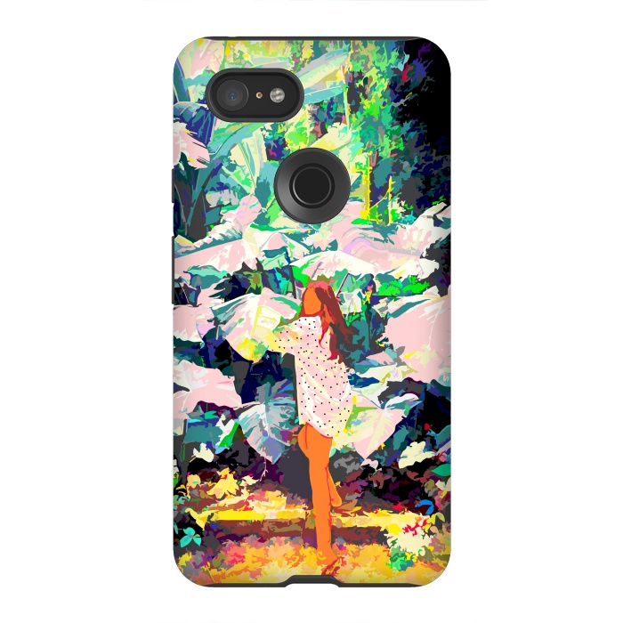 Pixel 3XL StrongFit Live Quietly In a Corner Of Nature, Modern Bohemian Woman Jungle Forest Eclectic Painting by Uma Prabhakar Gokhale
