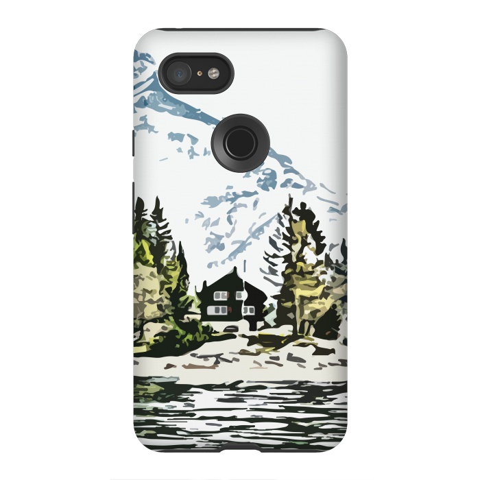 Pixel 3XL StrongFit Mountain Forest by Creativeaxle