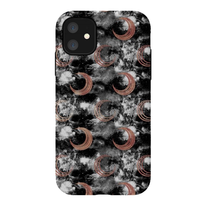 iPhone 11 StrongFit Copper moon on cloudy night sky by Oana 