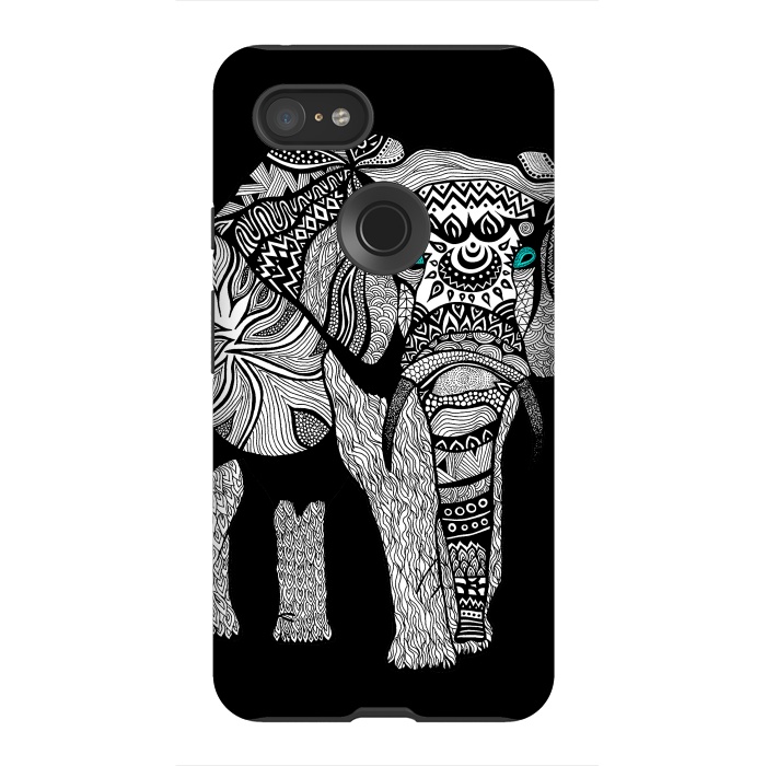 Pixel 3XL StrongFit Elephant of Namibia B n W by Pom Graphic Design
