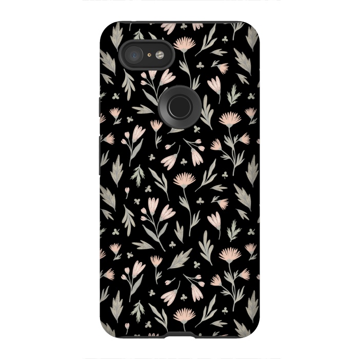 Pixel 3XL StrongFit delicate flowers on a black by Alena Ganzhela