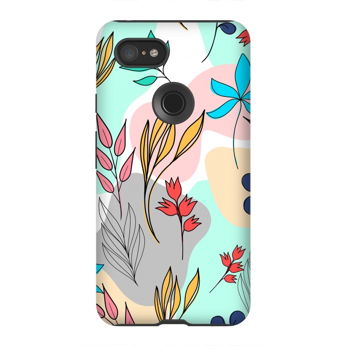 Pixel 3XL StrongFit Trendy colorful leaves hand drawn cute illustration by InovArts