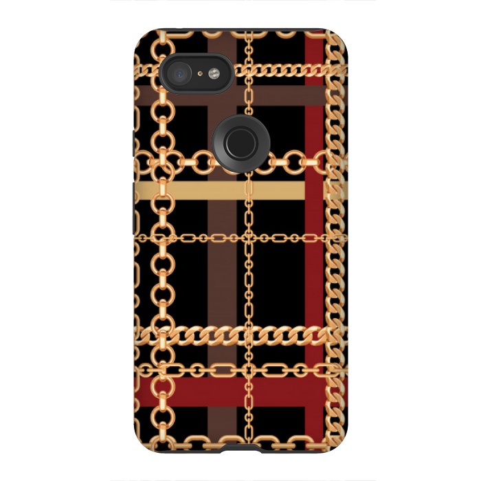 Pixel 3XL StrongFit Golden chains red black by MALLIKA
