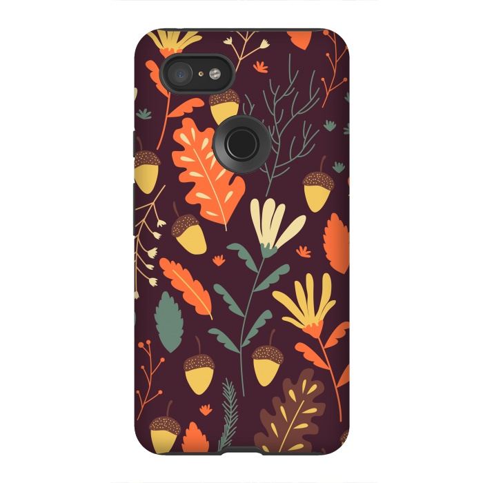 Pixel 3XL StrongFit Autumn Pattern With Red and Orange Leaves by ArtsCase