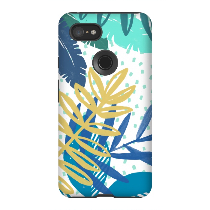 Pixel 3XL StrongFit Spotted modern tropical leaves by Oana 