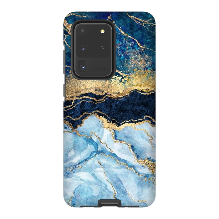 Galaxy S20 Ultra StrongFit Abstract Background Blue Marble and Glossy Decoration by ArtsCase