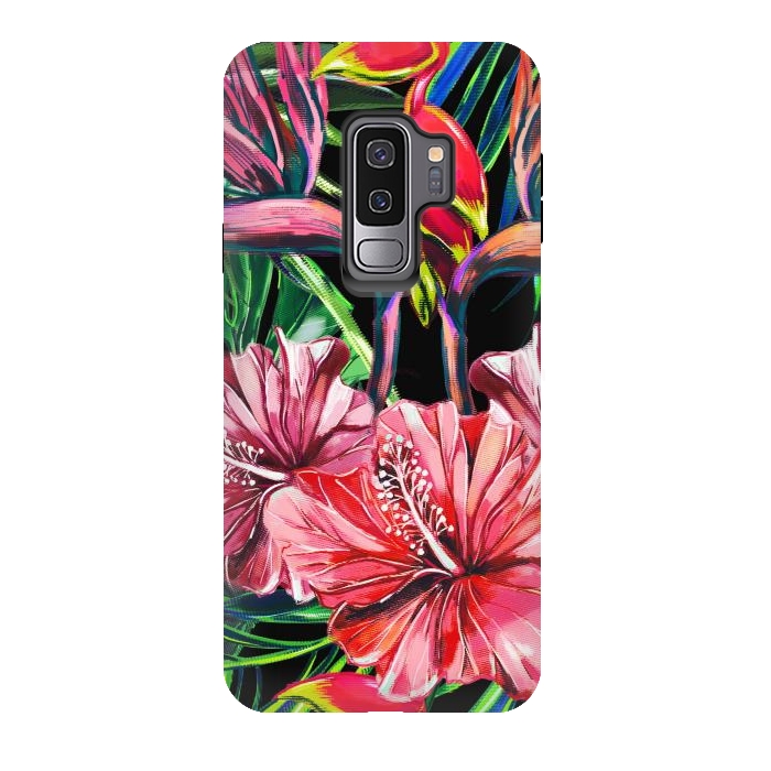 Galaxy S9 plus StrongFit Beautiful Trendy Seamless Floral Jungle Pattern by ArtsCase