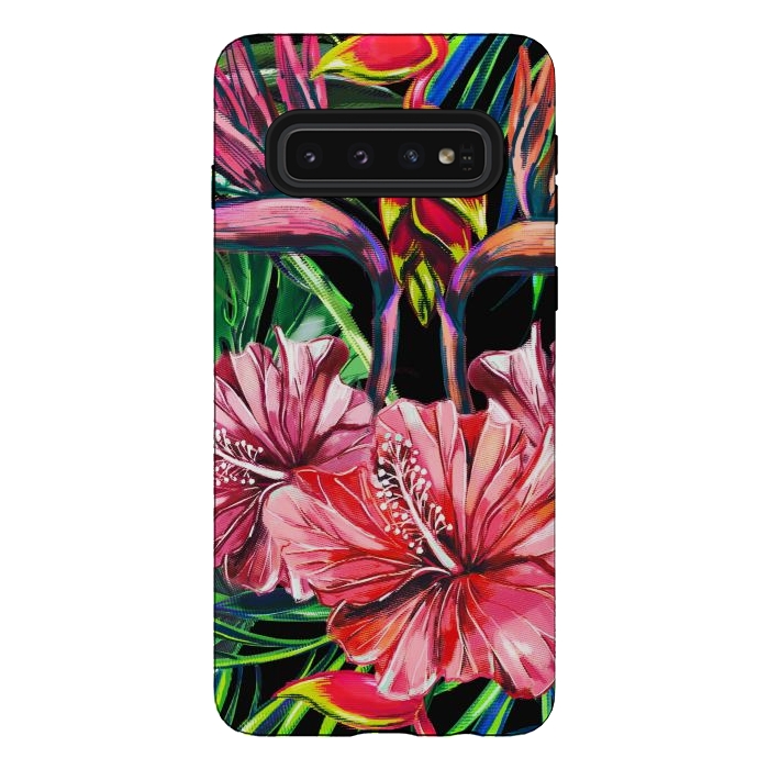 Galaxy S10 StrongFit Beautiful Trendy Seamless Floral Jungle Pattern by ArtsCase
