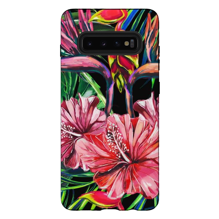 Galaxy S10 plus StrongFit Beautiful Trendy Seamless Floral Jungle Pattern by ArtsCase