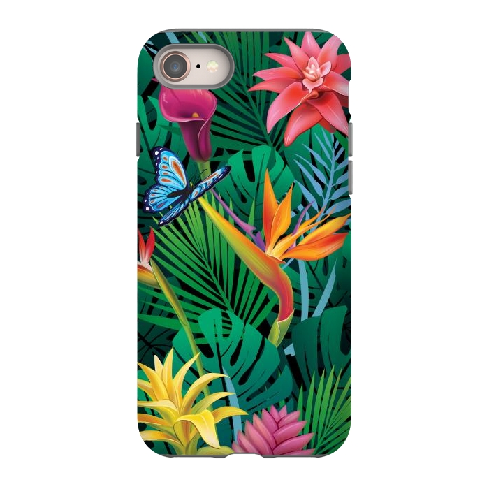 iPhone 8 StrongFit Cute Tropical Floral Design Green Pink and Purple by ArtsCase