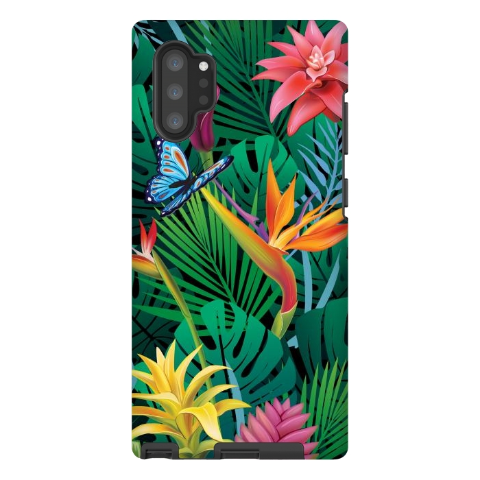 Galaxy Note 10 plus StrongFit Cute Tropical Floral Design Green Pink and Purple by ArtsCase