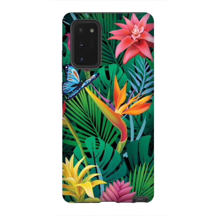 Galaxy Note 20 StrongFit Cute Tropical Floral Design Green Pink and Purple by ArtsCase