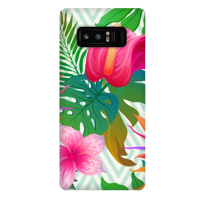 Galaxy Note 8 StrongFit Exotic Flowers and Leaves in Geometric Decoration by ArtsCase
