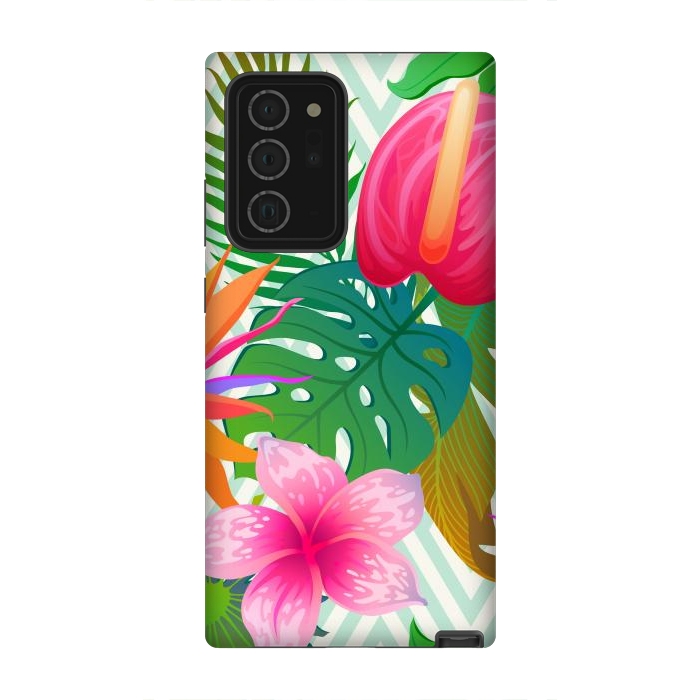 Galaxy Note 20 Ultra StrongFit Exotic Flowers and Leaves in Geometric Decoration by ArtsCase