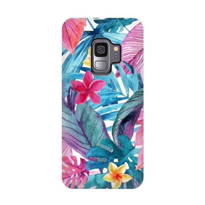 Galaxy S9 StrongFit Exotic Leaves and Flower Background by ArtsCase